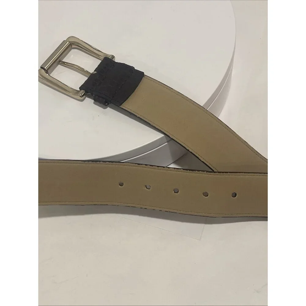 NINE WEST LEATHER PATCHWORK BROWN BELT WOMEN COWHIDE GOLD BUCKLE‎ SMALL PELLING